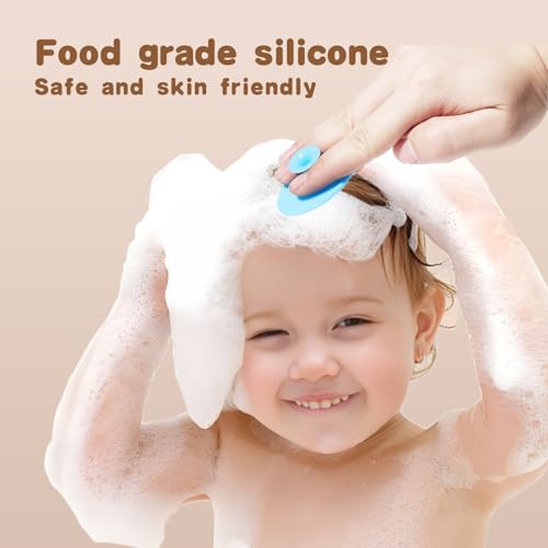 SAMEBUTECO Baby Hair Brush Set,3 in1 Kit,1 Pack Goat Hair Bristles Brush 2 Pieces Silicone Cradle Cap Brushes Wood Handle Newborn Brush for Newborns and Toddlers - Image 4