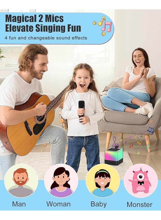 erorex Portable Bluetooth Speakers，Mini Karaoke Machine Portable Bluetooth Speaker With 2 Pcs Wireless Microphone Karaoke Machine For Adults And Kids，Birthday Gifts For Girls Boys  - Image 3