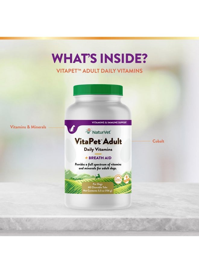 NaturVet - NaturVet VitaPet Adult Daily Vitamins for Dogs With Breath Aid - Includes Full Spectrum of Vitamins, Minerals, Omega-6 Fatty Acids, Parsley - Designed for Dogs Over 1 Year - 60 Ct. - Image 1