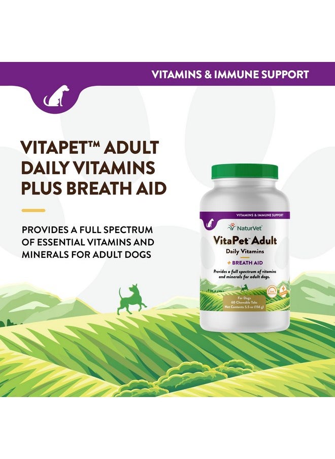 NaturVet - NaturVet VitaPet Adult Daily Vitamins for Dogs With Breath Aid - Includes Full Spectrum of Vitamins, Minerals, Omega-6 Fatty Acids, Parsley - Designed for Dogs Over 1 Year - 60 Ct. - Image 1