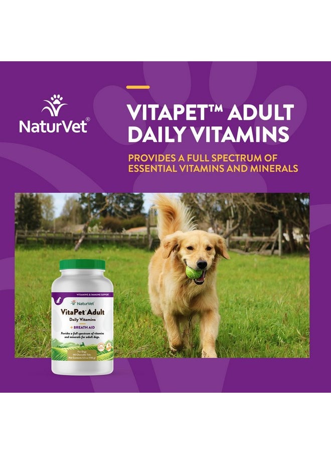 NaturVet - NaturVet VitaPet Adult Daily Vitamins for Dogs With Breath Aid - Includes Full Spectrum of Vitamins, Minerals, Omega-6 Fatty Acids, Parsley - Designed for Dogs Over 1 Year - 60 Ct. - Image 1