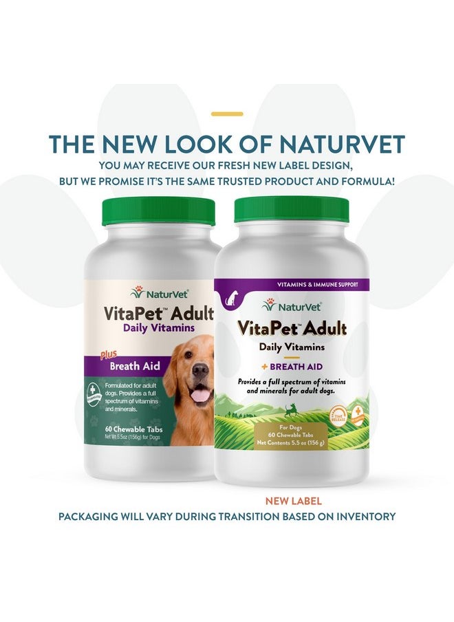 NaturVet - NaturVet VitaPet Adult Daily Vitamins for Dogs With Breath Aid - Includes Full Spectrum of Vitamins, Minerals, Omega-6 Fatty Acids, Parsley - Designed for Dogs Over 1 Year - 60 Ct. - Image 1