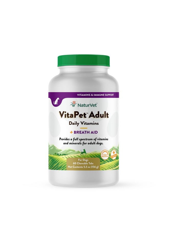 NaturVet - NaturVet VitaPet Adult Daily Vitamins for Dogs With Breath Aid - Includes Full Spectrum of Vitamins, Minerals, Omega-6 Fatty Acids, Parsley - Designed for Dogs Over 1 Year - 60 Ct. - Image 1