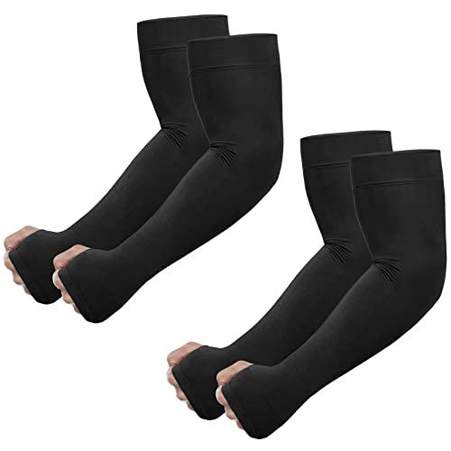 Newbyinn UV Sun Protection Arm Sleeves with Thumb Hole for Men Women Youth, Cooling Sleeve to Cover Tattoo, Mid-Compression - Image 1