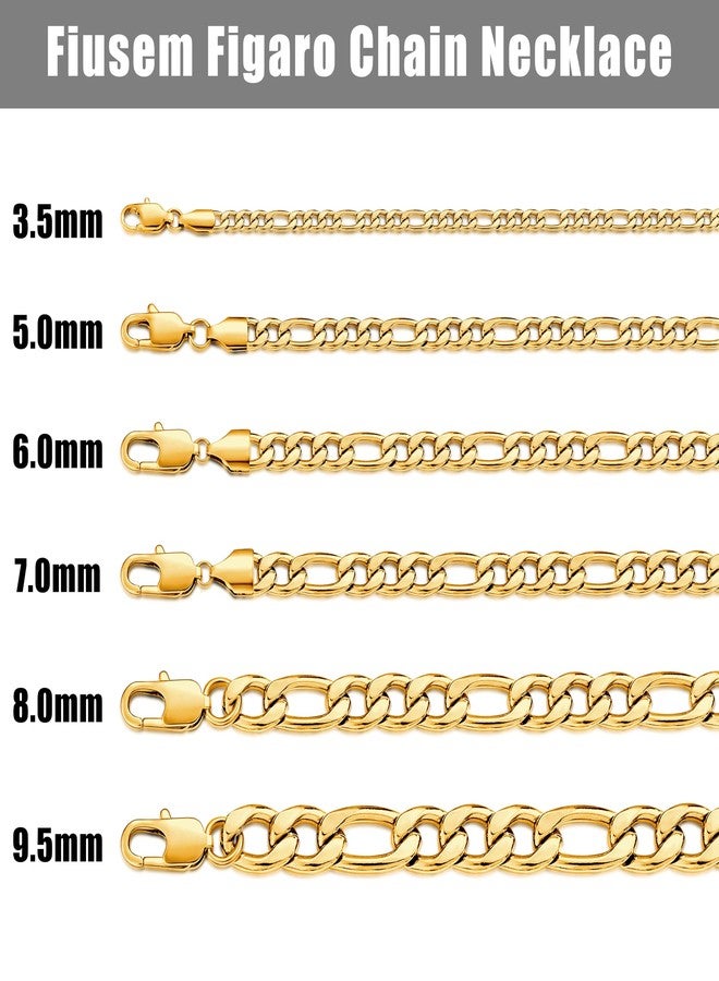 Fiusem Figaro Chains for Men Women, Silver Tone Mens Chain Necklaces, Wide 3.5/5/6/7/8/9.5mm Stainless Steel Chain Necklace for Men Women, 20 Inch, Stainless Steel, No Gemstone - Image 5