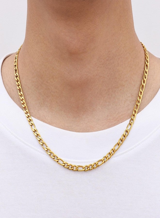 Fiusem Figaro Chains for Men Women, Silver Tone Mens Chain Necklaces, Wide 3.5/5/6/7/8/9.5mm Stainless Steel Chain Necklace for Men Women, 20 Inch, Stainless Steel, No Gemstone - Image 2