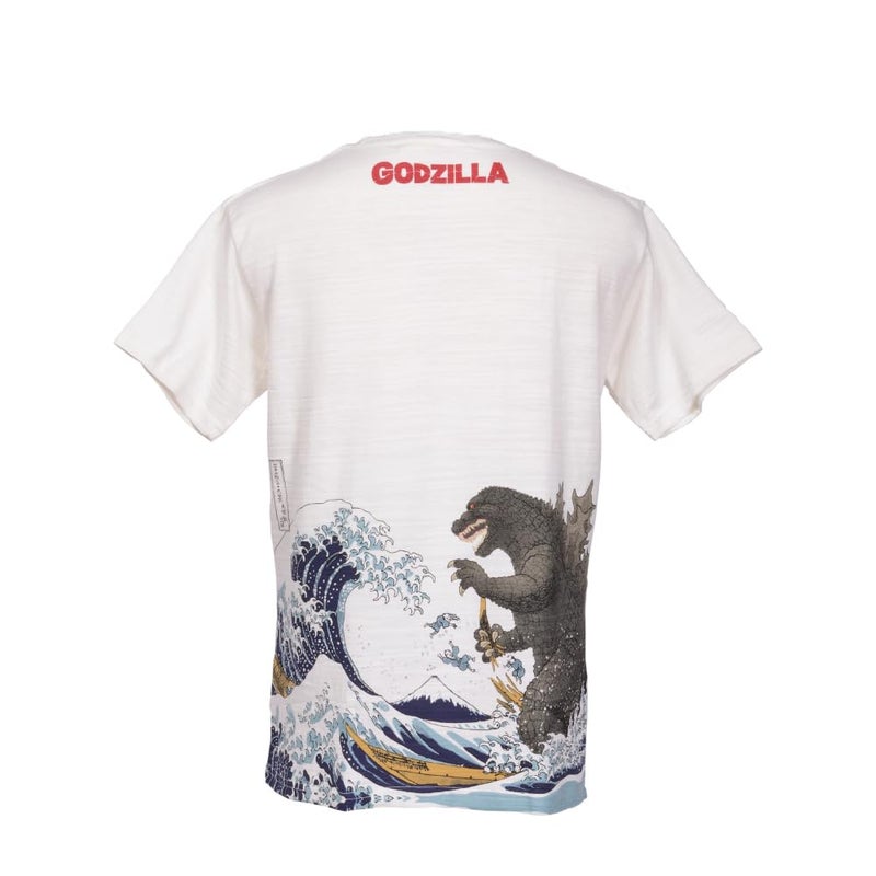 Godzilla TShirt Thirtysix Views of Mt Fuji Hokusai White Medium