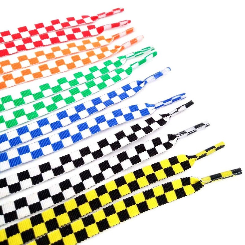 Goodlace Two-color Checkered Flat Shoelaces Plaid Shoe Lace for Casual Shoes 47Inch Black and White - Image 3