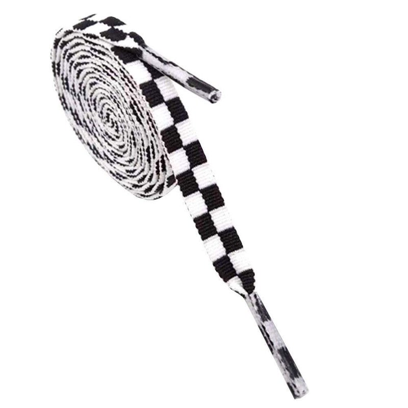 Goodlace Two-color Checkered Flat Shoelaces Plaid Shoe Lace for Casual Shoes 47Inch Black and White - Image 1