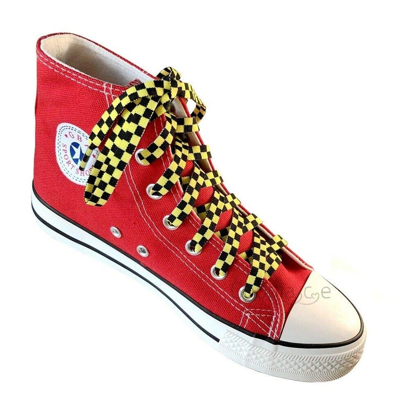 Goodlace Two-color Checkered Flat Shoelaces Plaid Shoe Lace for Casual Shoes 47Inch Black and White - Image 5