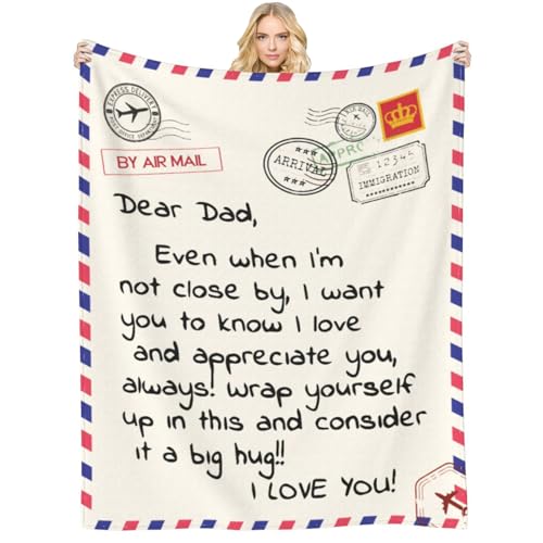 Menghao Gift for Dad from Daughter Son, Dear Dad Blanket for Father's Day, Throw Blankets Anniversary Birthday Super Soft Flannel Throw Blankets for Christmas Valentines Day for Bed Couch(50’’x60’’) - Image 1