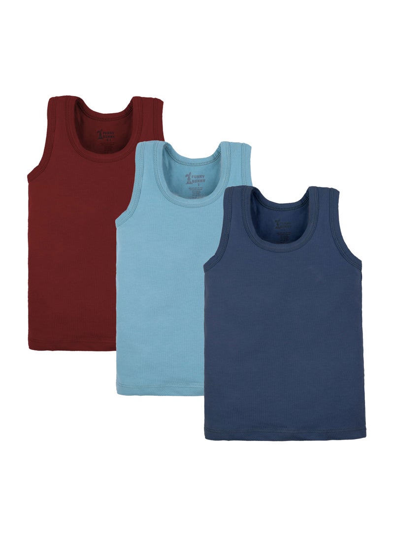 فاني باني مجموعة من 3 فانلات حمالة  تانك توب داخلية قطنية للأولاد - Image 1
