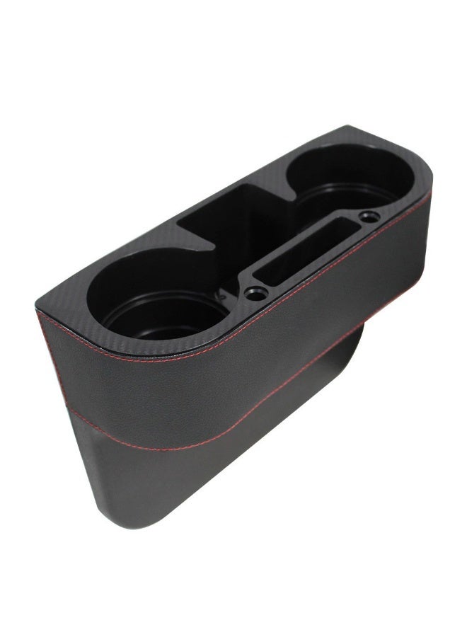 سوفام حامل قدح السيارة، حاملات الأكواب الآلية، منظم المقعد الأمامي التلقائي متعدد الوظائف مع الغطاء الجلدي لوحدة الحماية الشخصية، فتحة ملء الفجوات صندوق تخزين الجرافة المعدنية لوحدة التحكم الجانبية الجيب الهاتف المحمول المحمول (أسود) - Image 2