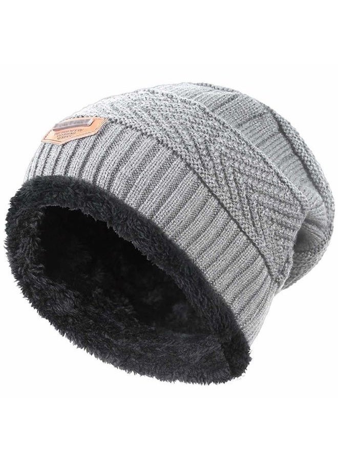 HINDAWI Kids Winter Knit Beanie Hat Warm Snow Hats Children Slouchy Skull Cap for Girls Boys (5-14 Years), Hat(light Gray), One Size-Small - Image 1