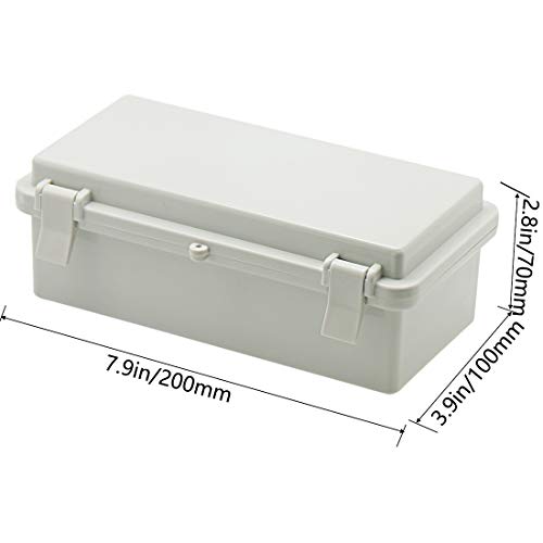 Zulkit Junction Box ABS Plastic Dustproof Waterproof IP65 Electrical Boxes Hinged Shell Outdoor Universal Project Enclosure with 2 Cable Glands 7.9 x 3.9 x 2.8 inch (200x100x70mm) - Image 2