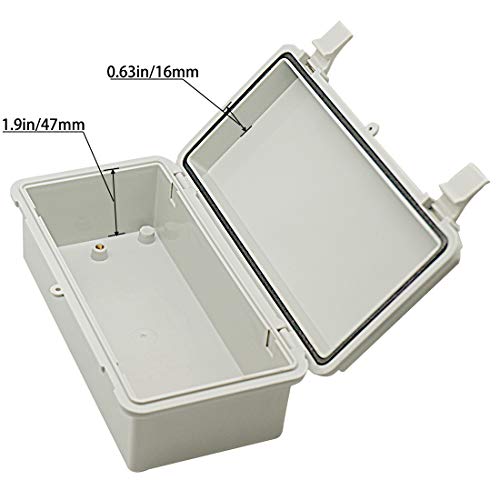 Zulkit Junction Box ABS Plastic Dustproof Waterproof IP65 Electrical Boxes Hinged Shell Outdoor Universal Project Enclosure with 2 Cable Glands 7.9 x 3.9 x 2.8 inch (200x100x70mm) - Image 4