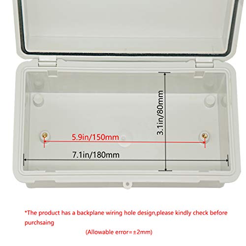 Zulkit Junction Box ABS Plastic Dustproof Waterproof IP65 Electrical Boxes Hinged Shell Outdoor Universal Project Enclosure with 2 Cable Glands 7.9 x 3.9 x 2.8 inch (200x100x70mm) - Image 5