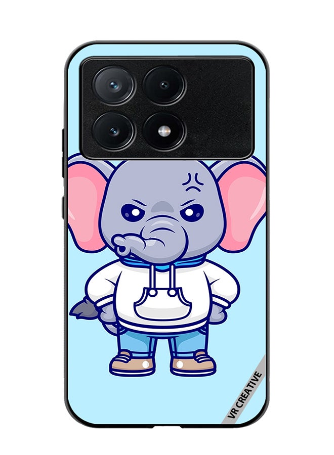 VR CREATIVE Protective Case Cover For Xiaomi Poco X6 Pro Cute Angry Elephant Wearing Hoodie Design Multicolour - Image 1