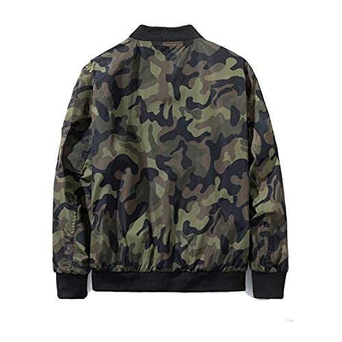 URBANFIND Men's Slim Fit Lightweight Sportswear Jacket Casual Bomber Jacket US L Camo Green - Image 2