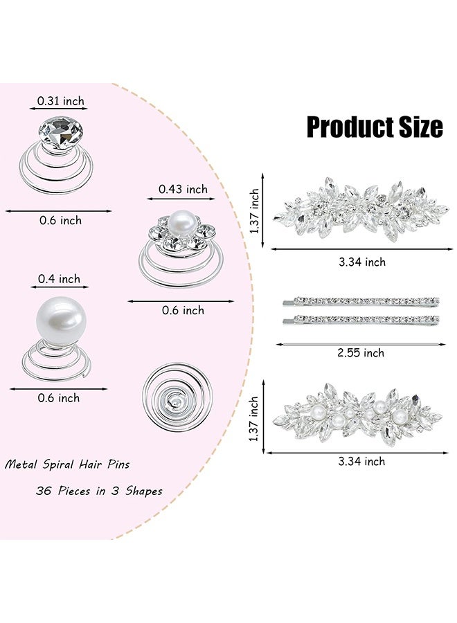 إم إكس إن مجموعة مشابك شعر حلزونية مكونة من 40 قطعة، تتضمن 4 دبابيس شعر كريستالية و36 قطعة من أحجار الشعر الحلزونية - مجموعة مشابك شعر حلزونية مرصعة بالكريستال والأحجار الكريمة - مشابك شعر حلزونية مرصعة بالألماس واللؤلؤ والزهور - مثالية لحفلات الزفاف، وحفلات الخطوبة، وحفلات التخرج، والحفلات، والمناسبات الخاصة. - Image 2