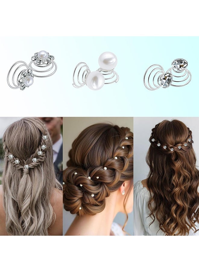 إم إكس إن مجموعة مشابك شعر حلزونية مكونة من 40 قطعة، تتضمن 4 دبابيس شعر كريستالية و36 قطعة من أحجار الشعر الحلزونية - مجموعة مشابك شعر حلزونية مرصعة بالكريستال والأحجار الكريمة - مشابك شعر حلزونية مرصعة بالألماس واللؤلؤ والزهور - مثالية لحفلات الزفاف، وحفلات الخطوبة، وحفلات التخرج، والحفلات، والمناسبات الخاصة. - Image 4