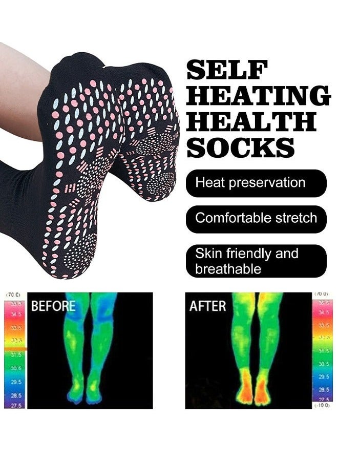 SOUTH MOON 2 Pairs Tourmaline Slimming Health Sock, Thermal Circulation Acupressure Self-Heating Shaping Socks, AFIZ Tourmaline Health Sock, Comfortable Breathable Foot Massage Self Warm Socks (Black)  - Image 5