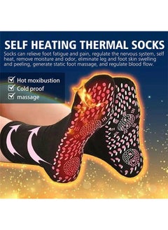 SOUTH MOON 2 Pairs Tourmaline Slimming Health Sock, Thermal Circulation Acupressure Self-Heating Shaping Socks, AFIZ Tourmaline Health Sock, Comfortable Breathable Foot Massage Self Warm Socks (Black)  - Image 2