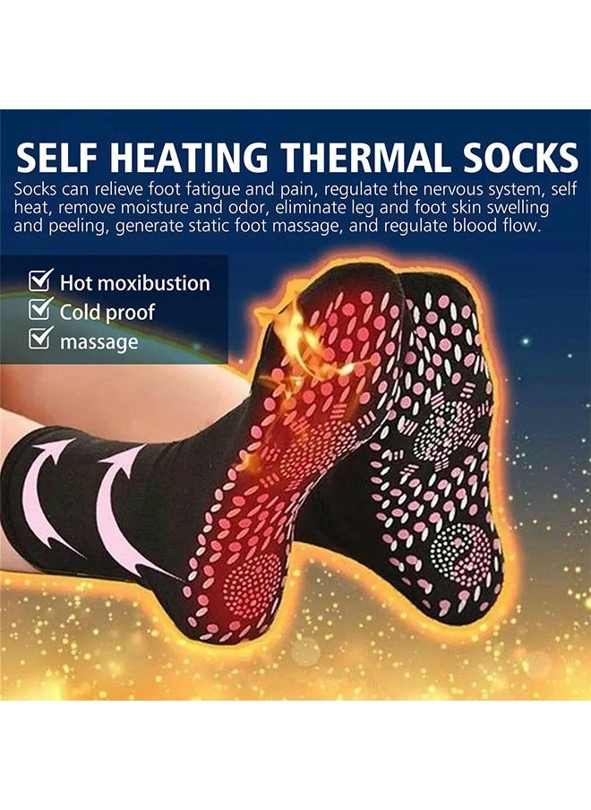 SOUTH MOON 2 Pairs Tourmaline Slimming Health Sock, Thermal Circulation Acupressure Self-Heating Shaping Socks, AFIZ Tourmaline Health Sock, Comfortable Breathable Foot Massage Self Warm Socks (Black)  - Image 2