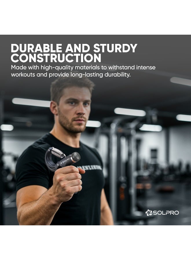 Solpro FirmFlex Adjustable Hand Grip Strengthener for Men & Women | Adjustable 5 to 60 kg Resistance | Forearm, Wrist & Finger Strengthener | Home, Gym & Rehab Workouts (Black/Black) - Image 4