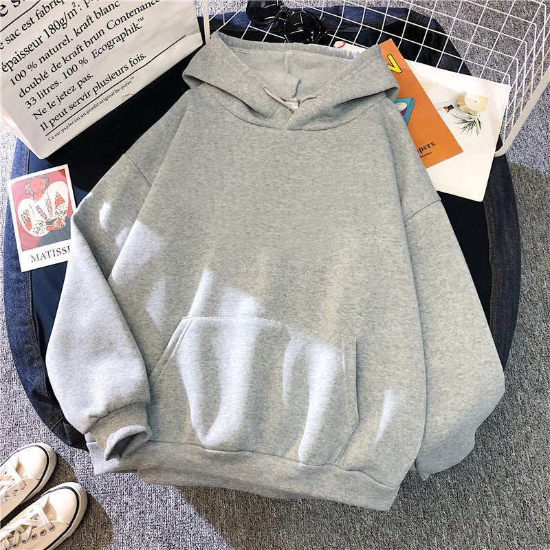 2023 Solid Color Womens Hoodie Grey