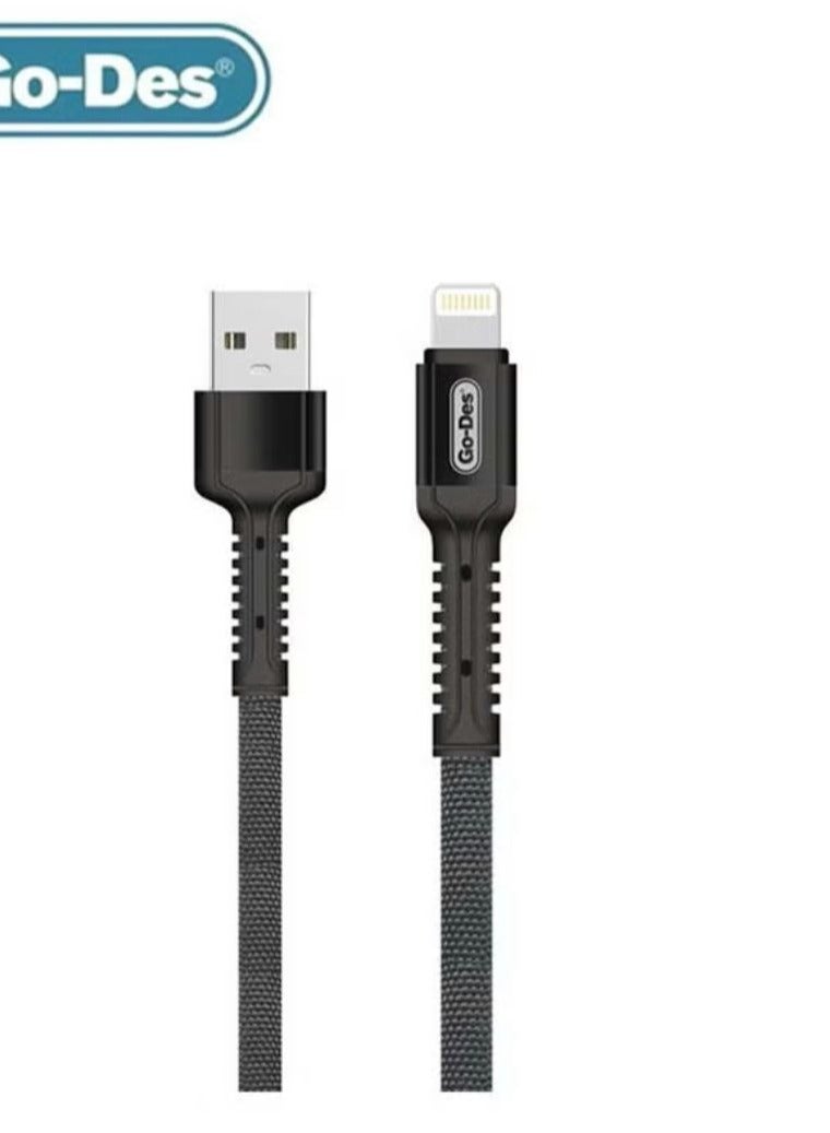  BOUNDS Go-Des Nylon Lightning Super Fast Data Cable 1 Meter GD-UC509iP - Black - Image 3