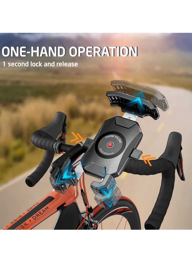 Zikra Anti Theft Motorcycle Bike Phone Mount, Bike Ball Phone Holder Handlebar Double Socket Stem Mobile Holder with Aluminium1" Ball Base 360 Rotation Universal, Compatible for Smart Phones 4.0-7.0" - Image 5