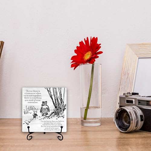 Litenx 5" Winnie the Pooh Wooden Sign With 1 Metal Stand - If Ever There Is A Tomorrow When... - Rustic Wooden Plaque Tabletop Gifts For Friends Family -Nursery Home Desk Room Shelf Decor & Supplies-A07 - Image 3