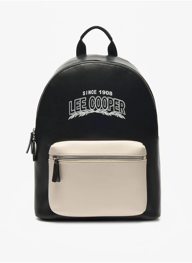 Lee Cooper Colourblock Backpack with Adjustable Straps and Zip Closure - 30x15x40 cm