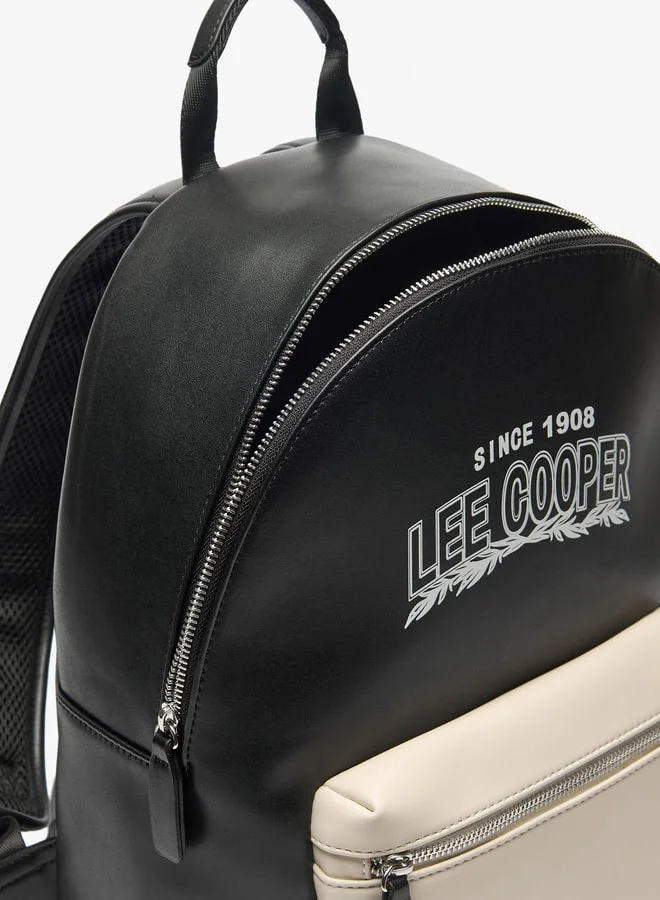Lee Cooper Colourblock Backpack with Adjustable Straps and Zip Closure - 30x15x40 cm