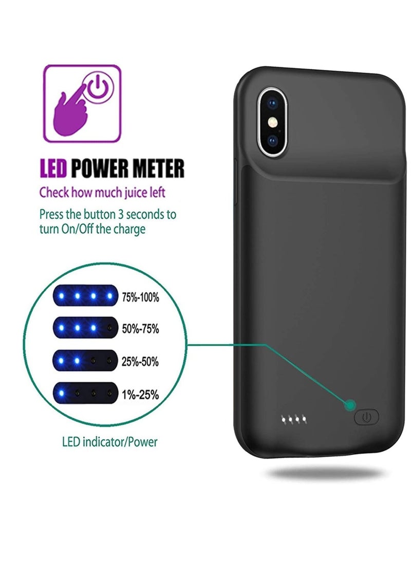 Raxoom Battery Case for iPhone XS/X/10, Rechargeable 3200mAh Portable Charging Case Extended Battery Pack Cover Power Bank Charger Case for iPhone Xs/X[5.8 inch]-Black - Image 5