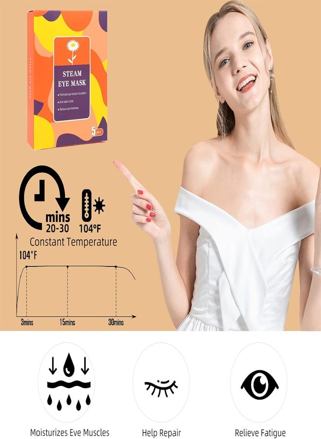 General 5 Packs Steam Eye Mask Warming Eye Mask Self Heating Eye Mask Sleep Mask Heated Eye Mask for Dry Eyes Fatigue Disposable Moist Hot Compress Eye Patch Chamomile  - Image 4