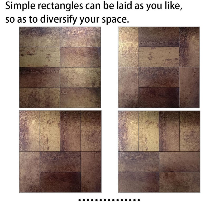XUANINY 32-Piece Peel and Stick Metal Backsplash Tiles, Self Adhesive Aluminum Mosaic 3D Wall Sticker for Kitchen Subway(3"x6") (Rectangle) (Printed Coffee, 88) - Image 4