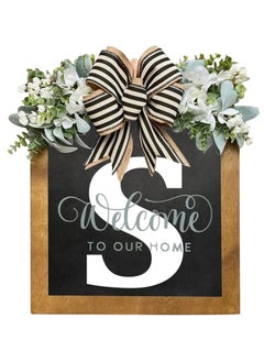 Y&D Welcome Sign Creative Bowknot Letter Wreath In Front Of The Door Outdoor Decoration Props For The Courtyard 30x35CM  - Image 1