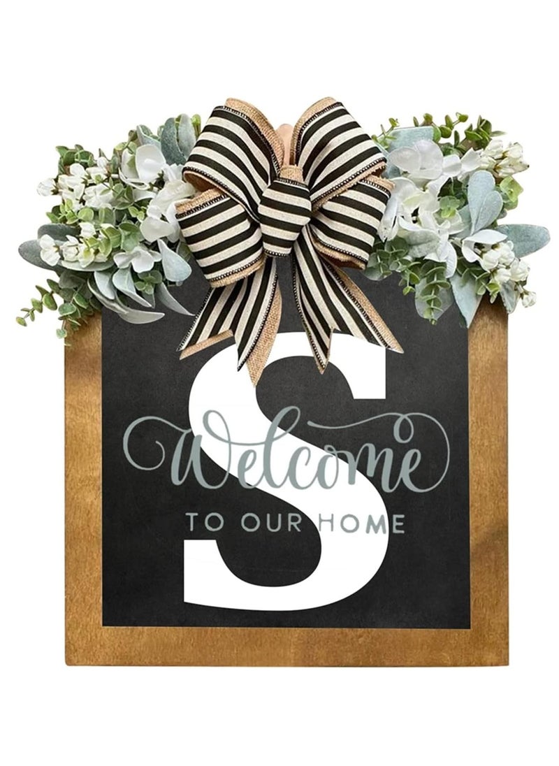Y&D Welcome Sign Creative Bowknot Letter Wreath In Front Of The Door Outdoor Decoration Props For The Courtyard 30x35CM  - Image 1