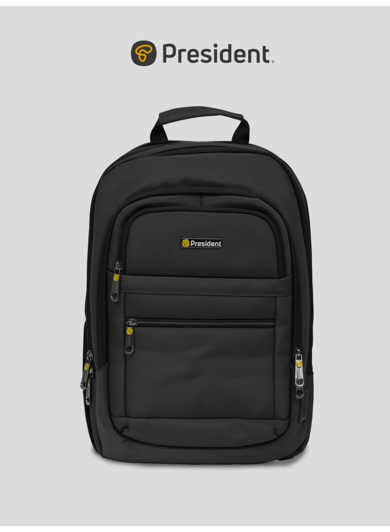 President Premium Laptop Backpack with USB & Type-C Charging Ports – Water Resistant, Durable Travel & Office Bag Model-6117 (BLACK) - Image 1