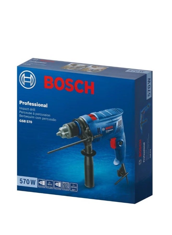 Bosch Professional Electric Drill, 570 Watt, 13 mm, With 33-Piece Attachment Set For Drilling And Screw Driving - Image 5