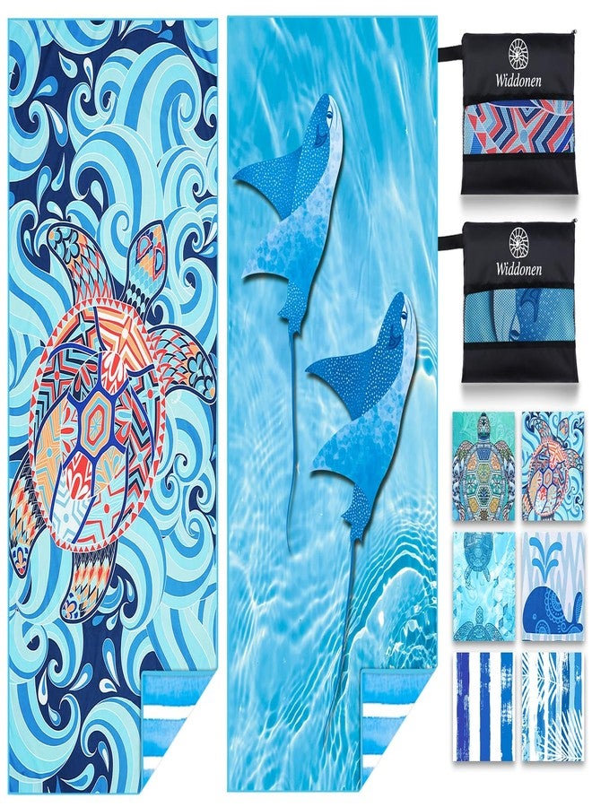 Widdonen 2 Pack Microfiber Lightweight Beach Towel Sand Free Quick Dry Absorbent Thin Compact Towels for Swimming Pool Camping Beach Accessories Large Easy Pack Travel Things for Vacation Essentials Gift - Image 1