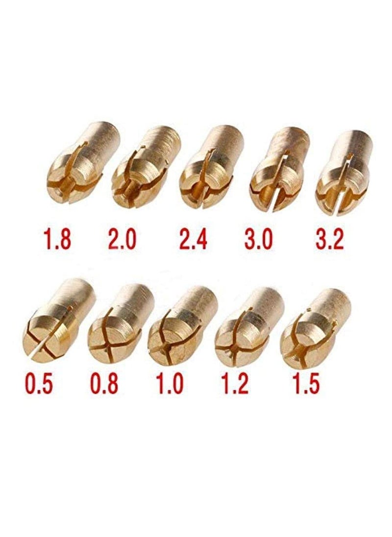 DIY Crafts Diy Crafts 11657 13014 Brass Collets Tools for Dremel Bit Set for Grinding Drill 0.5-32mm Shank, Multicolor, Pack of 10  - Image 2