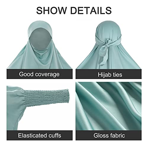 khalat Women's Solid Abaya Muslim Dress One-Piece Full Length Prayer Robe Overall Hijab Thobe Hooded Abaya Dress Pink - Image 5