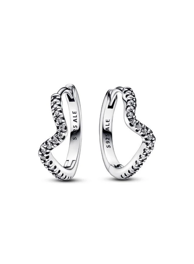 باندورا Sparkling Wave Hoop Earrings