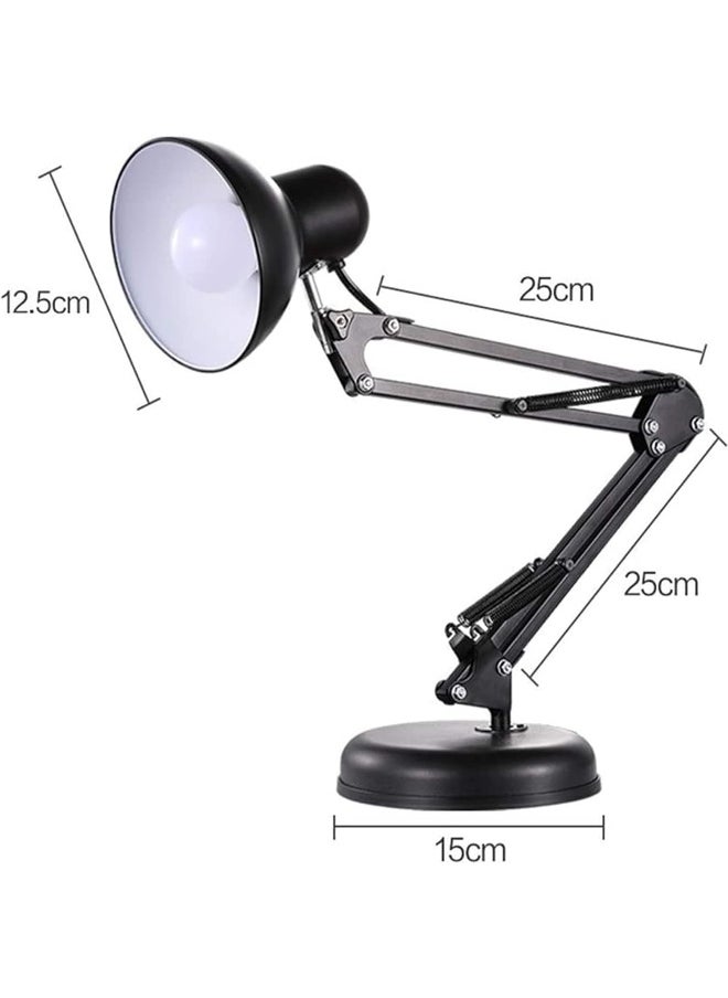 sulfar - Metal Swing Arm Desk Lamp Interchangeable Base Or Clamp Classic Architect Clip On Study Table Lamp Multi Joint Adjustable Arm Black Finish including Energy Saving LED Bulb (Black) - Image 1