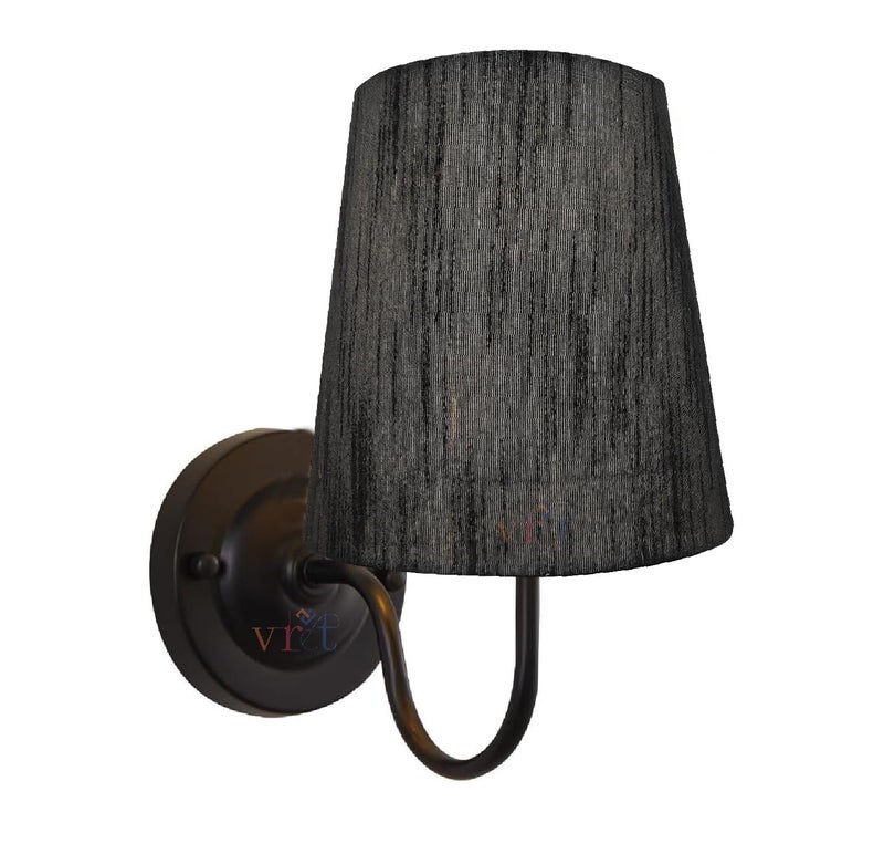 VRCT Wall Sconce with Fabric Shades Indoor Wall Lamp Industrial Wall Light Bathroom Vanity Light Fixture Black Sconces Wall Lighting for Bedroom Living Room Kitchen Pack of 1 Black - Image 1