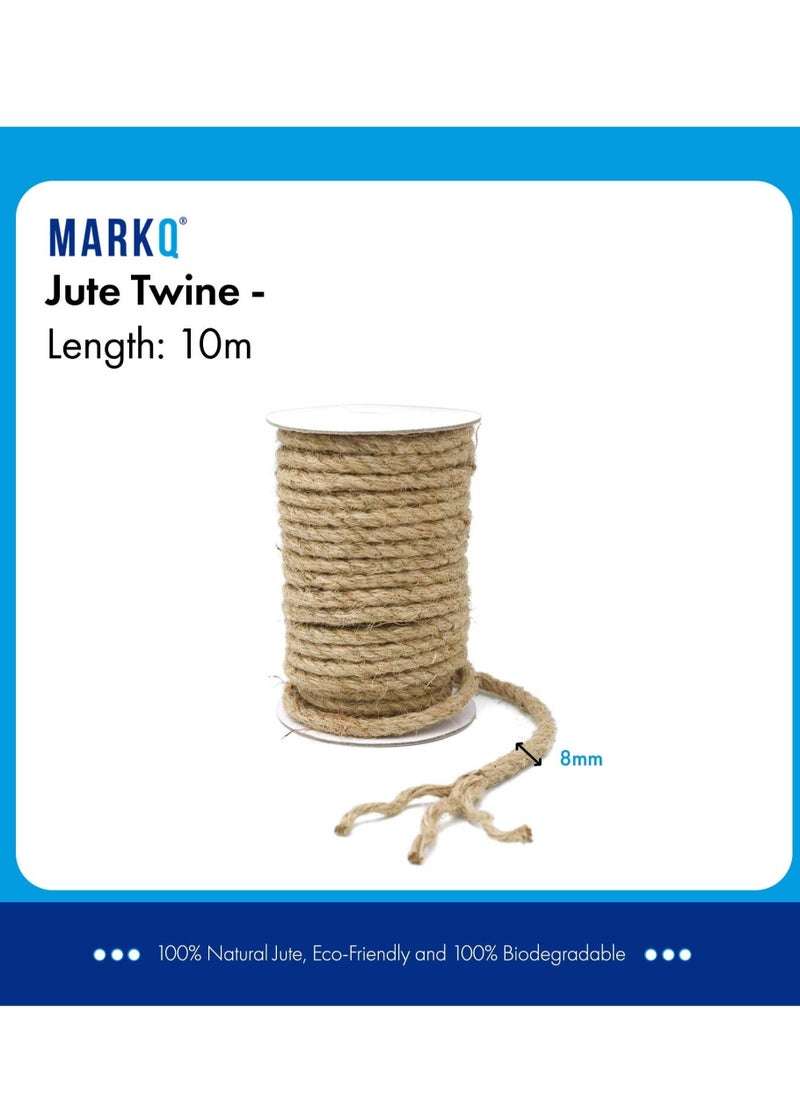 MARKQ Jute Rope 8mm x 10 Meter Natural Thick Hemp Twine Cord for Cat Scratcher, Gardening Tools, Bundling, DIY Crafts Decoration  - Image 2