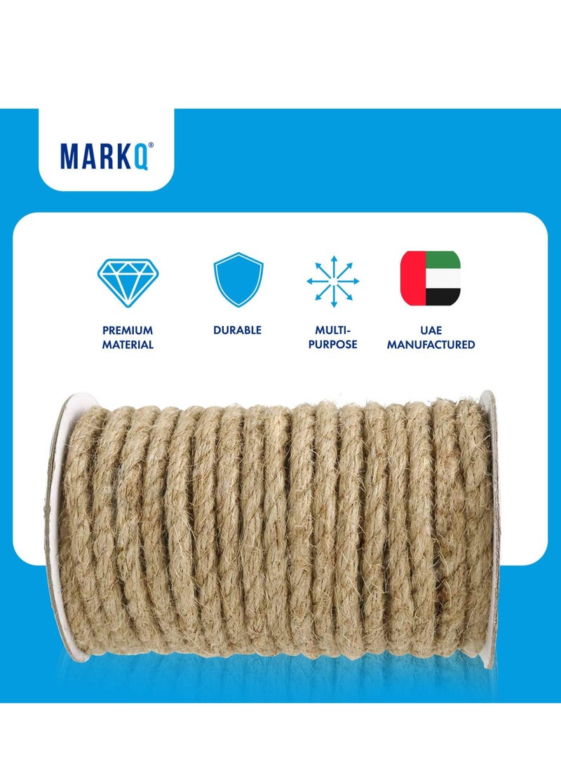 MARKQ Jute Rope 8mm x 10 Meter Natural Thick Hemp Twine Cord for Cat Scratcher, Gardening Tools, Bundling, DIY Crafts Decoration  - Image 3